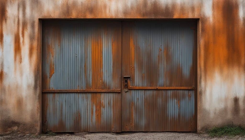 rust garage door