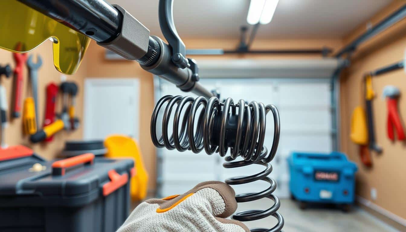 What safety precautions should I take with garage door springs?