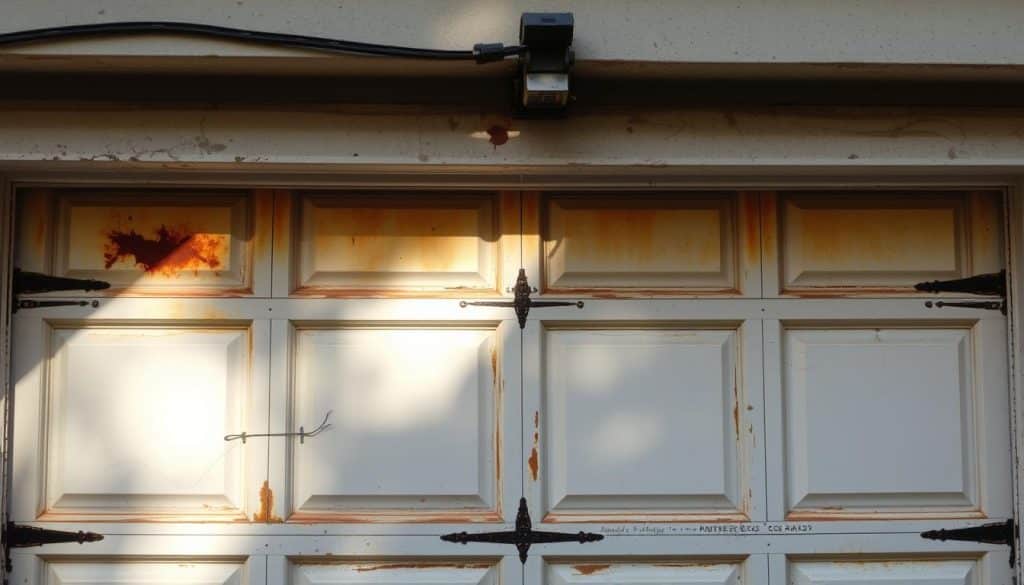 signs of wear and tear in garage door